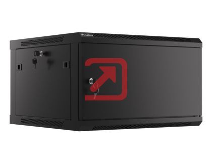 Комуникационен шкаф Lanberg rack cabinet 19" wall-mount 6U/600x600 for self-assembly with metal door black (flat pack)