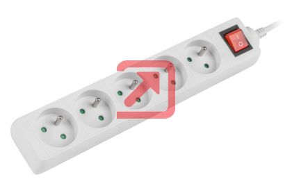 Разклонител Lanberg power strip 1.5m, 5 sockets, french with circuit breaker quality-grade copper cable, white