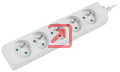 Разклонител Lanberg power strip 1.5m, 5 sockets, french quality-grade copper cable, white