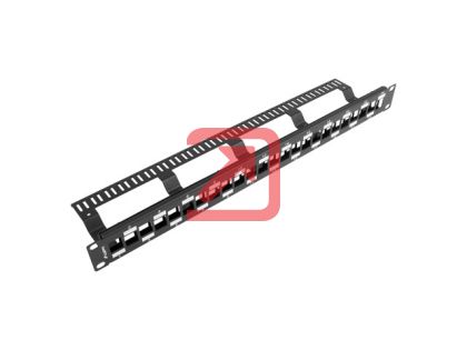 Пач панел Lanberg patch panel blank 24 port 1U staggered with organizer for keystone modules, black