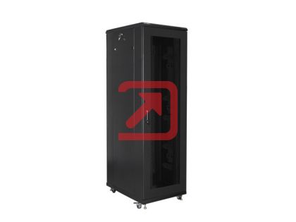 Комуникационен шкаф Lanberg rack cabinet 19" free-standing 42U / 800x800 self-assembly flat pack with mesh door, black