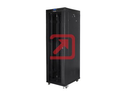 Комуникационен шкаф Lanberg rack cabinet 19" free-standing 42U/800x800 (flat pack) with glass door lcd black v2