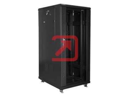 Комуникационен шкаф Lanberg rack cabinet 19" free-standing 27U / 600x800 self-assembly flat pack, black