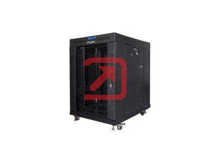 Комуникационен шкаф Lanberg rack cabinet 19" free-standing 15U/800x1000 (flat pack) with glass door lcd black v2