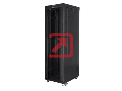 Комуникационен шкаф Lanberg rack cabinet 19" free-standing 42U/600x1000 (flat pack) with glass door lcd black v2