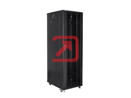 Комуникационен шкаф Lanberg rack cabinet 19" free-standing 42U / 800x800 self-assembly flat pack, black