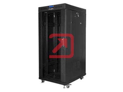 Комуникационен шкаф Lanberg rack cabinet 19" free-standing 27U/800x1200 (flat pack) with glass door lcd black