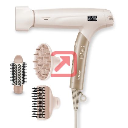 Сешоар Beurer HC 150 FusionDry Pro Hair dryer - Powerful, brushless motor, Ergonomic folding handle, Ion function, 3 heat & blower settings, cold air, Extra quiet, EasyClick - Magnetic attachments, LCD display, Bag