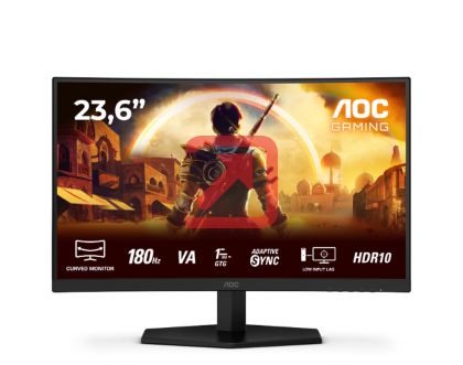 Монитор AOC C24G42E, 23.6" VA Curved 1500R, WLED, 1020x1080@180Hz, 4ms GtG, 0.5ms MPRT, 250cd m/2, 3000:1, 80M:1 DCR, Adaptive Sync, FlickerFree, Low Blue Light, 2Wx2, Tilt, 2xHDMI, DP