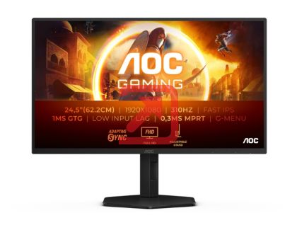 Монитор AOC 25G4SXU, 24.5" Fast IPS WLED, 1920x1080@300Hz/310Hz, 1ms GtG, 0.3ms MPRT, 1000:1, 80M:1 DCR, Adaptive Sync, FlickerFree, Low Blue Light, Tilt, Height Adjust, Pivot, Swivel, 2xHDMI, DP, USB hub
