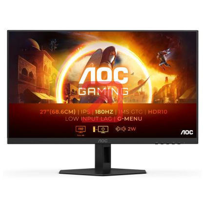Монитор AOC 27G4XE, 27" IPS WLED, 1920x1080@180Hz, 1ms GtG, 0.5ms MPRT, 300cd m/2, 1000:1, 80M:1 DCR, Adaptive Sync, FlickerFree, Low Blue Mode, 2Wx2, Tilt, 2xHDMI, DP