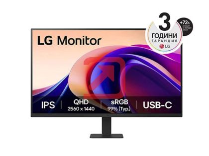 Монитор LG 32U631A-B, 31.5" QHD LED AG, IPS, 100Hz, 5ms, 250 cd/m2, 1000:1, QHD (2560 x 1440), sRGB 99% , HDR 10, USB-C (PD 15W), HDMI, LG Switch, Dynamic Action Sync, Reader mode, Headphone out, Tilt, Black