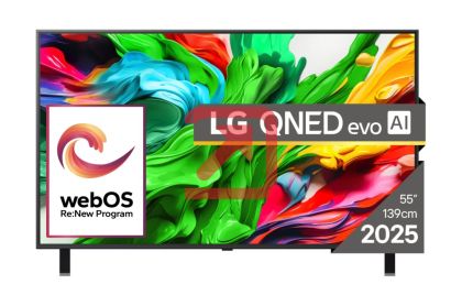 Телевизор LG 55QNED85A3C, 55" 4K QNED HDR Smart TV, 3840x2160, 120Hz Native (VRR 144Hz), DVB-T2/C/S2, Alpha 8 AI Processor, HDR 10 PRO, webOS 25 ThinQ, 4K Upscaling, WiFi 5, Dolby Vision, FreeSync, Bluetooth 5.1, AirPlay 2, LAN, CI, HDMI, SPDIF, 2 pole St