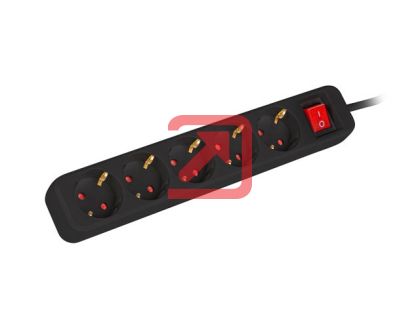 Разклонител Lanberg power strip 3m, 5 sockets, french with circuit breaker quality-grade copper cable, black
