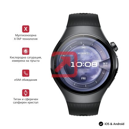Часовник Huawei Watch 5, Rates-L19F, Black + Huawei FreeBuds 6i White