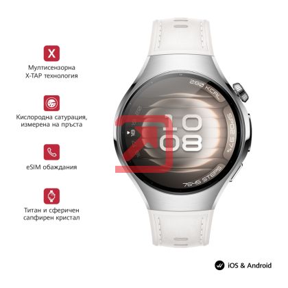 Часовник Huawei Watch 5, Soc-L19L, White + Huawei FreeBuds 6i White + Black Fluoroelastomer Strap