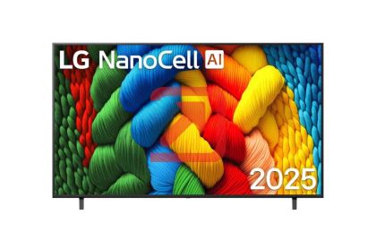 Телевизор LG 75NANO80A3B, 75" 4K HDR Smart Nano Cell TV, 3840x2160, DVB-T2/C/S2, AI Alpha 7, HDR 10 PRO, webOS 25, ThinQ AI, VRR, ALLM, HGiG, WiFi, Clear Voice, AI Upscaling, Bluetooth, Hdmi e-ARC , CI, LAN, AirPlay2, Chromecast, 2 Pole stand, Black