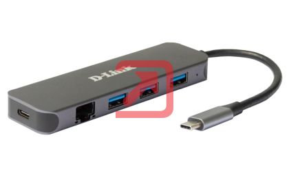 USB хъб D-Link 5-in-1 USB-C Hub with Gigabit Ethernet/Power Delivery