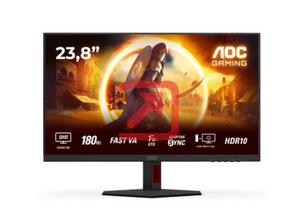 Монитор AOC Q24G4RE, 23.8" Fast IPS WLED, 2560x1440@180Hz, 1ms GtG, 0.5ms MPRT, 300cd m2, 1000:1, 80M:1 DCR, Adaptive Sync, FlickerFree, Low Blue Light, Tilt, HDMI, DP