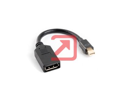 Адаптер Lanberg adapter display port mini (m) -> display port (f), 10cm cable, black