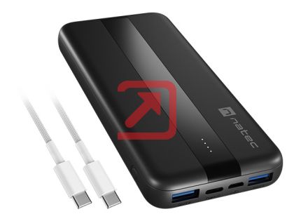 Зарядно устройство Natec Powerbank Trevi Slim Q V2 10000MAh 2X USB-A 18W + 1X USB-C 20W + USB-C - USB0-C CABLE