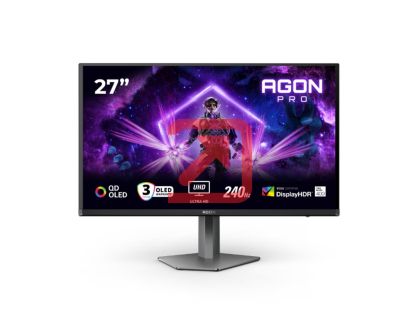 Монитор AOC AG276UZD, 26.5" QD-OLED, 3840x2160@240Hz, 0.03ms GtG, 1000cd m/2, 1.500.000:1, 80M:1 DCR, Adaptive Sync, FlickerFree, LowBlue Mode, 5Wx2, Tilt, Height Adjust, Pivot, Swivel, 2xHDMI, DP, USB hub, KVM