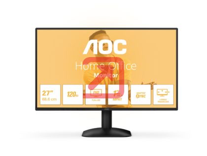Монитор AOC 27B31H, 27" IPS WLED, 1920x1080@120Hz, 4ms GtG, 1ms MPRT, 300cd m/2, 1500:1, 20M:1 DCR, Adaptive Sync, FlickerFree, Anti Blue Light, Tilt, D-SUB, HDMI