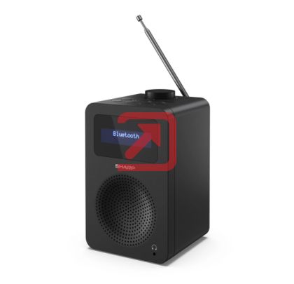 Радио Sharp Radios DR-430(BK), DIGITAL RADIO, Bluetooth 5.0, 5W, 20 DAB+/DAB/FM, Auto time/date, LCD Display, Dual alarm, 3.5mm Headphone jack / line-out, Black