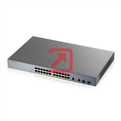 Комутатор ZyXEL GS1350-26HP, 26 Port managed CCTV PoE switch, long range, 375W