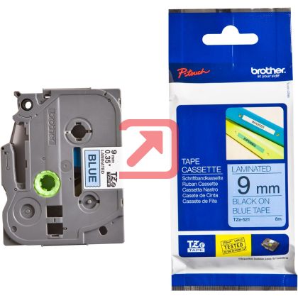 Консуматив Brother TZe-521 Tape Black on Blue, Laminated, 9mm, 8m - Eco