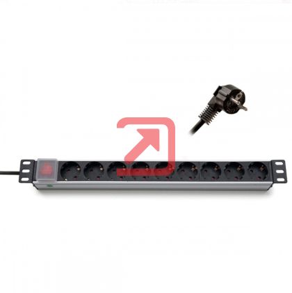 Аксесоар Formrack 19" 9 way power outlet strip (Schuko 230V) with on/off switch Aluminium 1U