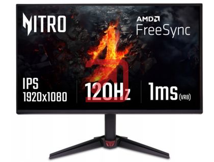 Монитор Acer Nitro VG240YGbip, 23.8'' FHD (1920x1080) IPS, ZeroFrame, 120Hz, 1ms (VRB), AdaptiveSync, 250nits, HDMI, DP, VisionCare, Energy Class C, Black, 2Y