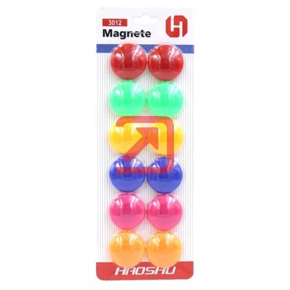 Магнити за бяла дъска Ф25 mm, 12 бр. цветен микс, блистер