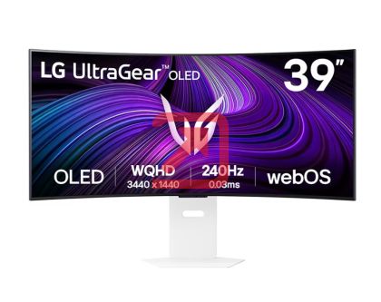 Монитор LG 39GX90SA-W, 39", OLED UltraGear 21:9 Curved Smart, IPS 0.03 ms, WQHD (3440x1440), 240Hz, HDR 10, 1500000:1, 250 cd/m2, DCI-P3 98.5%, USB 3.0, VRR, Free-sync, G-Sync, USB-C, PD 65W, HDMI, DP, PBP, Speakers, LG Switch, Height, Swivel, Tilt, White