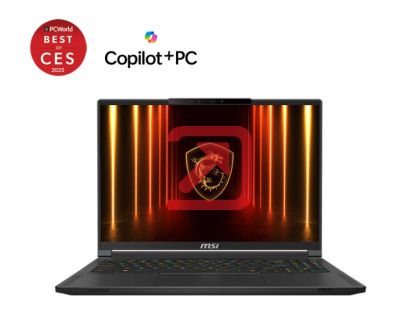 Лаптоп MSI Stealth A16 AI+ A3XWHG, NVIDIA GeForce RTX 5070 Ti 12GB GDDR7 992 AI TOPS, AMD Ryzen AI 9 HX 370 (12C, 24T, Up to 5.1 GHz 24MB L3), 16" 16:10 QHD+(2560x1600) OLED, 240hz, 1ms, 32GB DDR5 LPDDR5x-7500, 2TB  PCIe Gen4x4 SSD, Wi-Fi 7, Windows 11 Ho