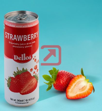 Безалкохолна напитка Dellos Ягода с парченца плод, 240 ml кен