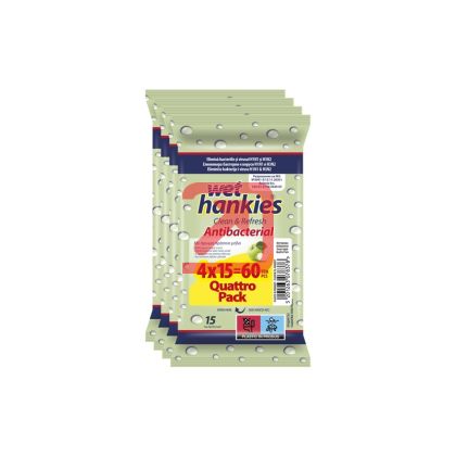 Мокри кърпи Wet Hankies Почистващи и ароматизиращи, 4x15 бр. в плик