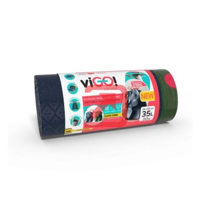 Торби за смет viGO! с ластик,  35 L, 64х71 cm, 10 бр., Черен