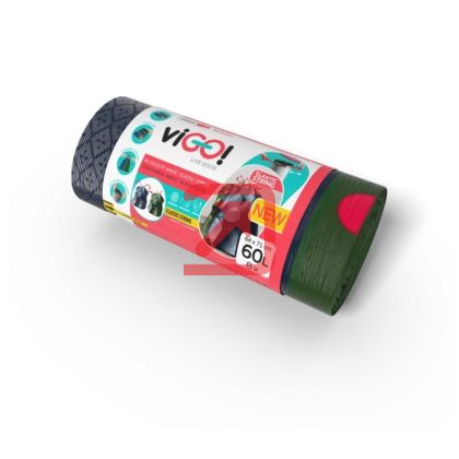 Торби за смет viGO! с ластик,  60 L, 54х62 cm, 8 бр., Черен