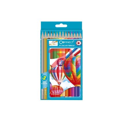 Цветни моливи Connect Шестоъгълни, 12+2 цвята