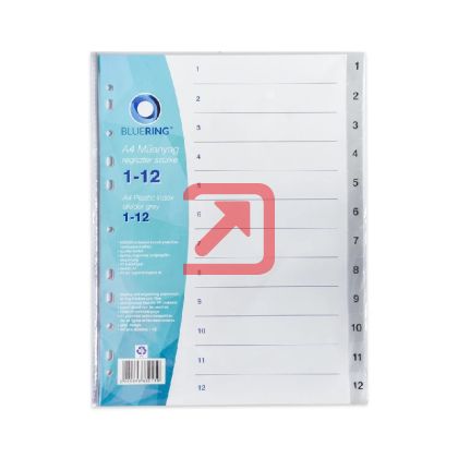 Разделител Bluering PP A4, 1-12 Сив