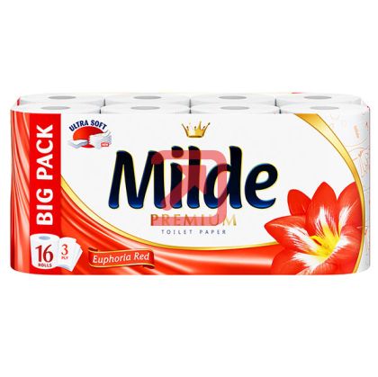 Тоалетна хартия Milde 100% целулоза, трипластова 16 бр. Euphoria Red
