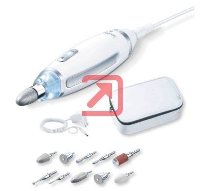 Комплект за маникюр/педикюр Beurer MP 62 Manicure / pedicure set ; 10 attachments; adjustable speed; left/right rotation; LED light; storage case