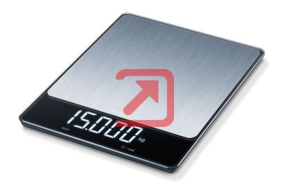 Везна Beurer KS 34 XL kitchen scale; Stainless steel weighing surface; Magic LED; 15 kg / 1 g