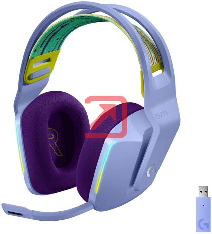 Слушалки Logitech G733 Wireless Headset, Lightsync RGB, Lightspeed Wireless, PRO-G 40 mm Drivers, DTS Headphone:X 2.0 Surround, Blue Voice Microphone, 278 g, Lilac