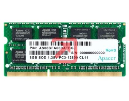 Памет Apacer 8GB Notebook Memory - DDR3 SODIMM 204pin Low Voltage 1.35V PC12800 @ 1600MHz
