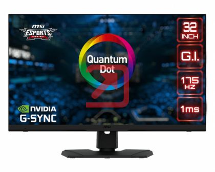 Монитор MSI Optix MPG321QRF-QD, 32", 175HZ, 1ms, Rapid IPS, Quantum Dot, WQHD 2560x1440, KVM function, GAMING OSD APP 2.0, G-Sync Compatible, DisplayHDR 600, Night Vision, Mystic Light, 600nits (HDR Peak), 2x HDMI 2.0b, DP 1.4a, USB Type C, PIP/PBP, 9S6-3