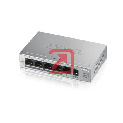 Комутатор ZyXEL GS1005-HP, 5 Port Gigabit PoE+ unmanaged desktop Switch, 4 x PoE, 60 Watt