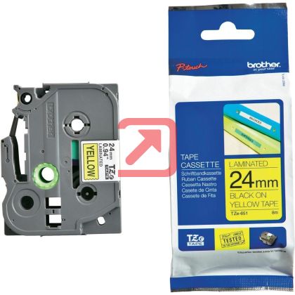 Консуматив Brother TZe-651 Tape Black on Yellow, Laminated, 24mm - Eco