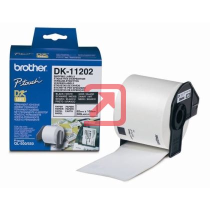 Консуматив Brother DK-11202 Shipping Labels, 62mmx100mm, 300 labels per roll, Black on White